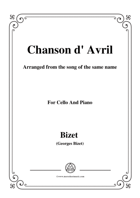 Free Sheet Music Bizet Chanson D Avril For Cello And Piano