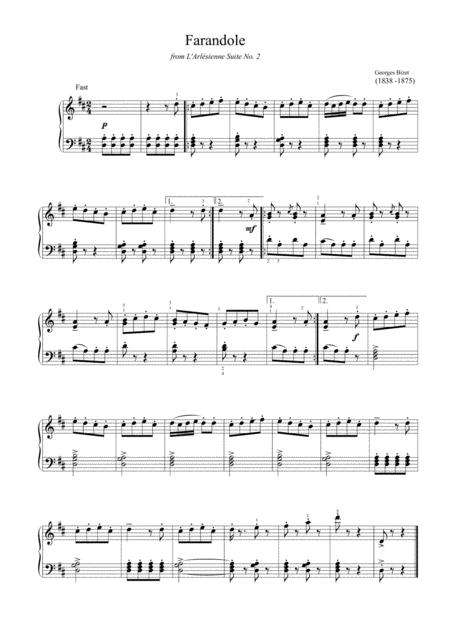 Free Sheet Music Bizet Farandole From L Arlsienne Suite No 2 Easy Piano Arrangement