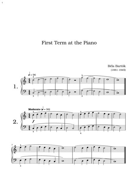 Bla Bartk The First Term At The Piano Full Complete Version Sheet Music