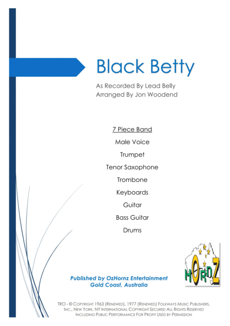 Free Sheet Music Black Betty 7 Piece Chart