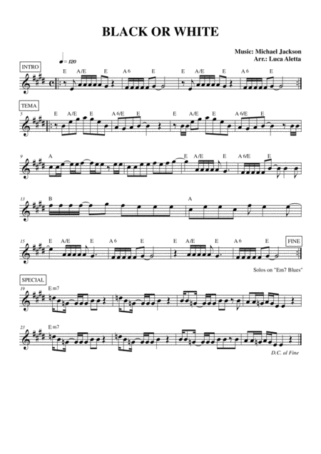 Black Or White Sheet Music