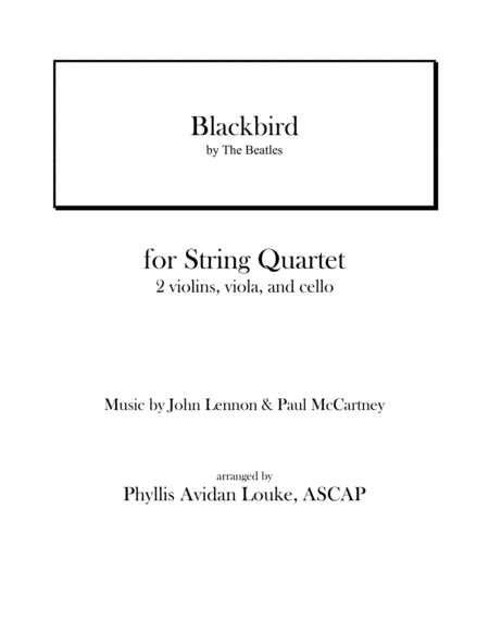 Blackbird By The Beatles For String Quartet Sheet Music