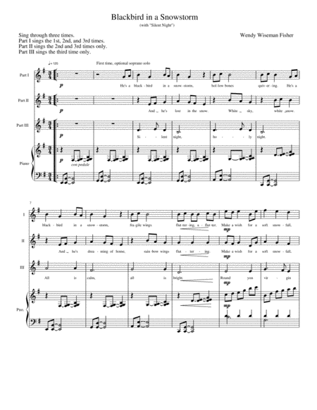 Free Sheet Music Blackbird In A Snowstorm With Silent Night