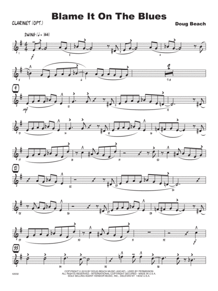 Free Sheet Music Blame It On The Blues Bb Clarinet