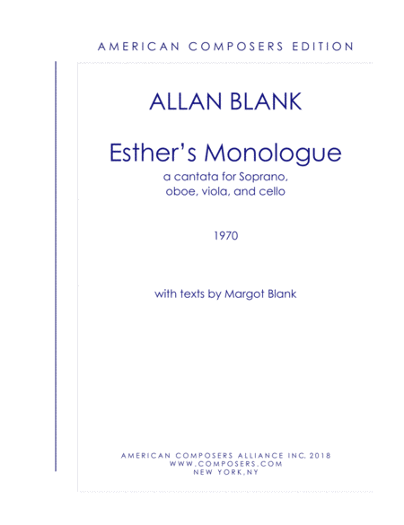 Blank Esthers Monologue Sheet Music