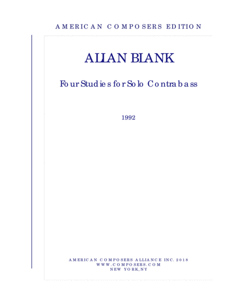 Blank Four Studies For Contrabass Sheet Music