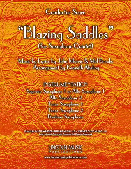 Blazing Saddles Movie Theme For Saxophone Quintet Sattb Or Aattb Sheet Music