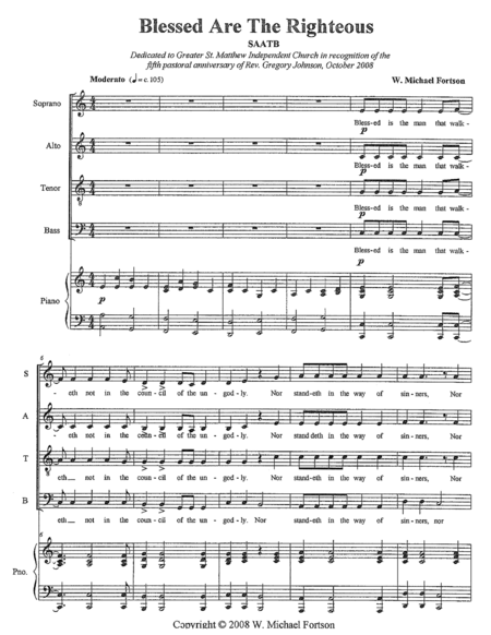 Free Sheet Music Blessed Are The Righteous