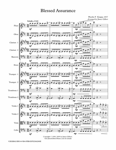 Free Sheet Music Blessed Assurance Ie033