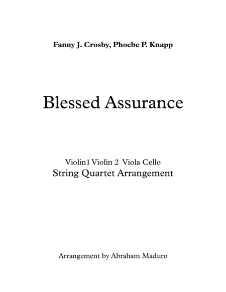 Blessed Assurance String Quartet Two Tonalities Included Sheet Music