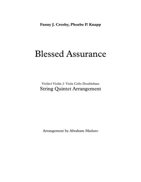 Blessed Assurance String Quintet Two Tonalities Included Sheet Music