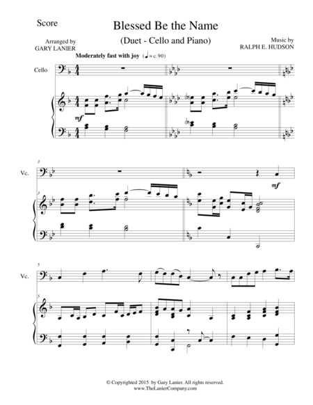 Free Sheet Music Blessed Be The Name Duet Cello And Piano Score And Parts