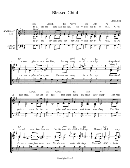Free Sheet Music Blessed Child