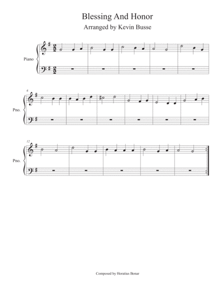 Free Sheet Music Blessing And Honor Piano