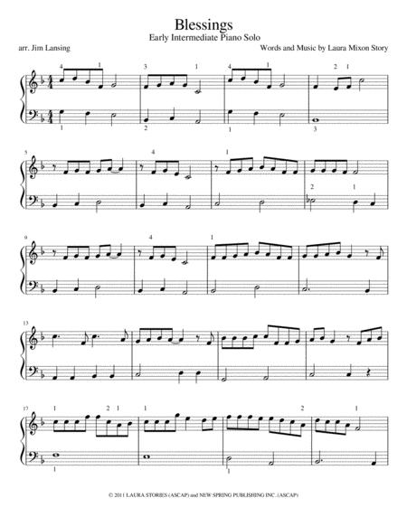 Blessings Early Intermediate Piano Solo Sheet Music