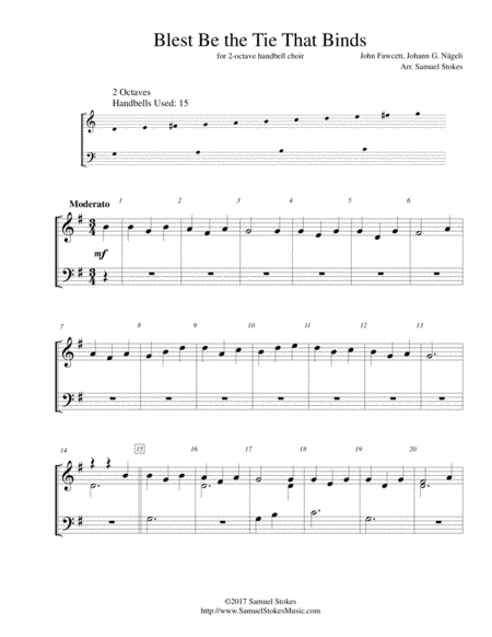 Blest Be The Tie That Binds For 2 Octave Handbell Choir Sheet Music