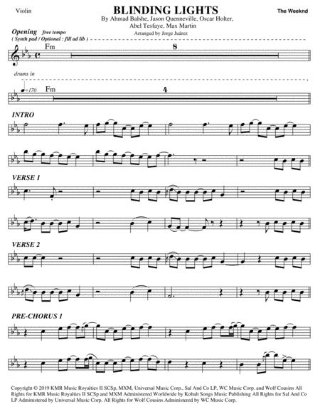 Blinding Lights Violin Sheet Music