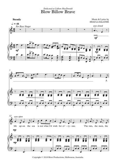 Free Sheet Music Blow Billow Brave