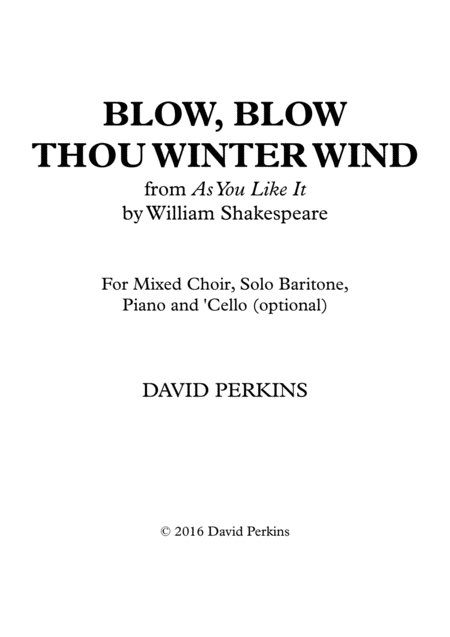 Blow Blow Thou Winter Wind Sheet Music