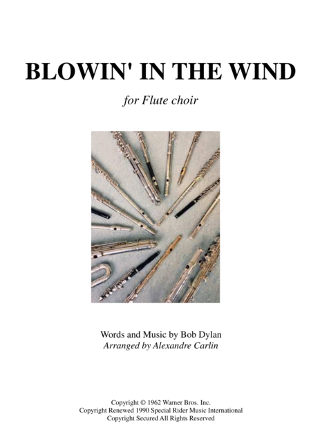 Free Sheet Music Blowin In The Wind Flute Choir Or Ensemble