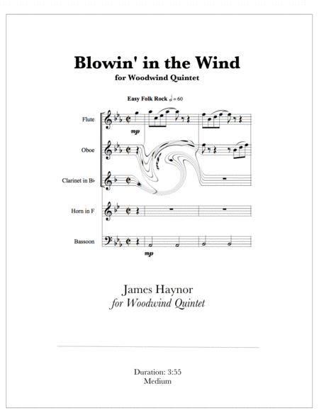 Blowin In The Wind For Woodwind Quintet Sheet Music