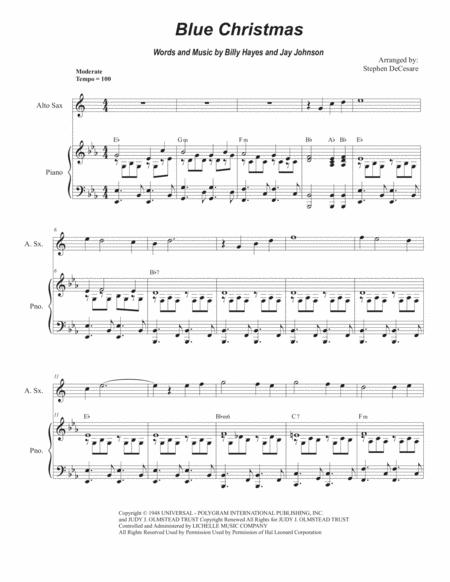 Free Sheet Music Blue Christmas Alto Saxophone And Piano