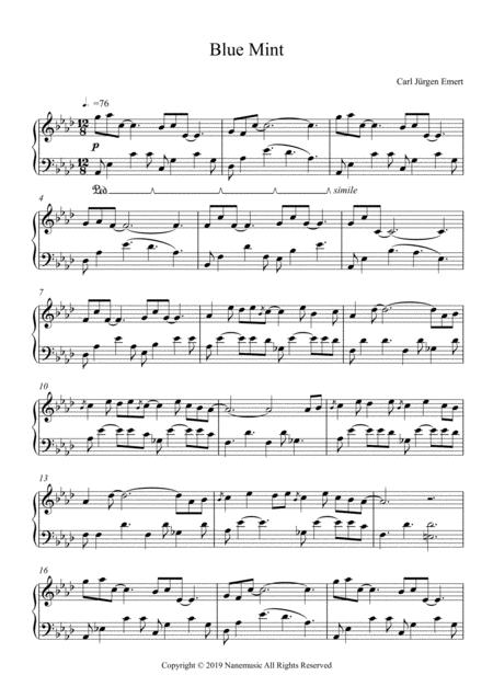 Free Sheet Music Blue Mint Piano Melancola