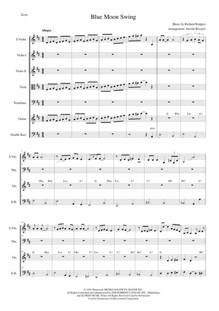 Free Sheet Music Blue Moon Swing