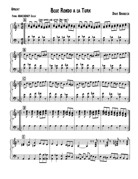 Free Sheet Music Blue Rondo Ala Turk