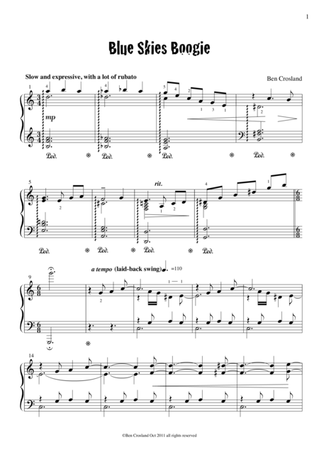 Blue Skies Boogie Sheet Music