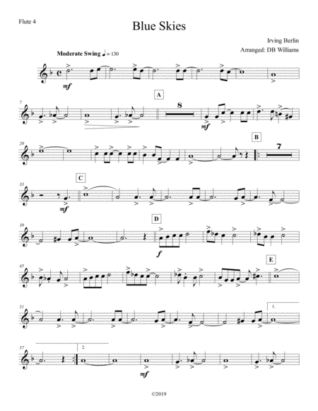 Free Sheet Music Blue Skies Flute 4