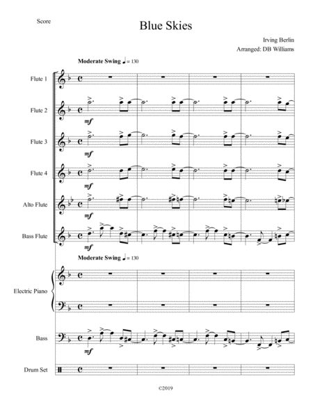 Free Sheet Music Blue Skies Flute Choir