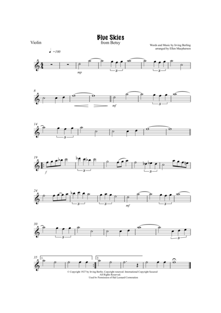 Blue Skies String Trio Sheet Music