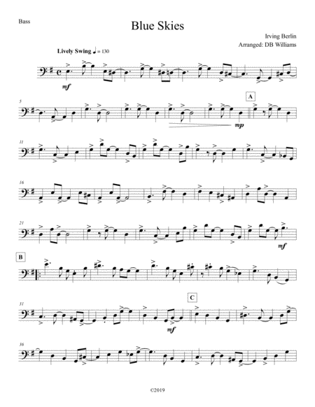 Blue Skies Strings Bass Sheet Music