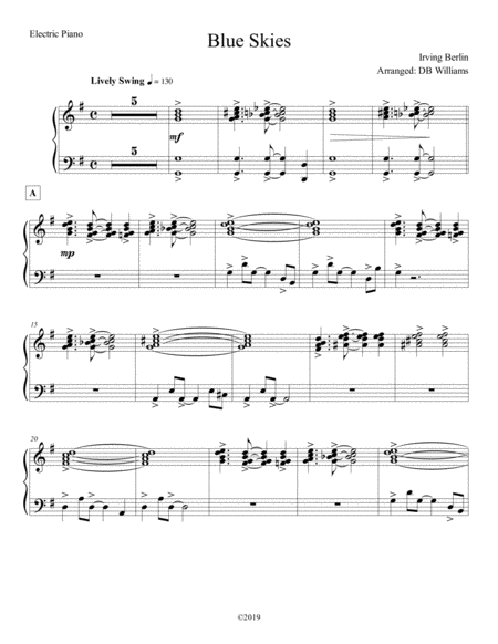 Blue Skies Strings Electric Piano Sheet Music