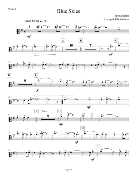 Blue Skies Strings Viola 2 Sheet Music