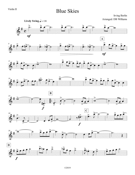 Blue Skies Strings Violin 2 Sheet Music