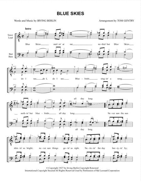 Blue Skies Ttbb Sheet Music