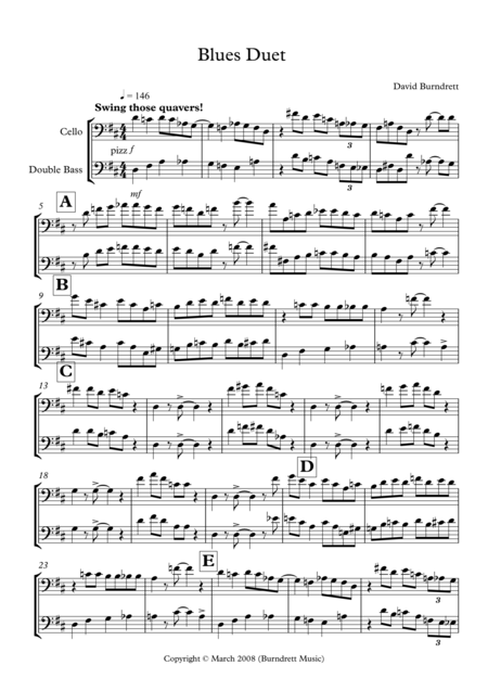 Blues Duet For Cello And Double Bass Sheet Music