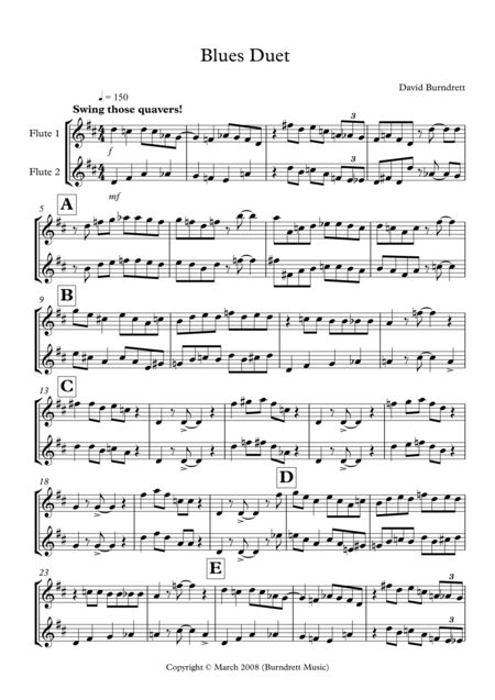 Blues Duet For Flute Sheet Music