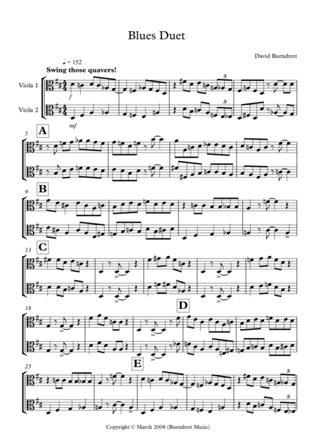 Blues Duet For Viola Sheet Music