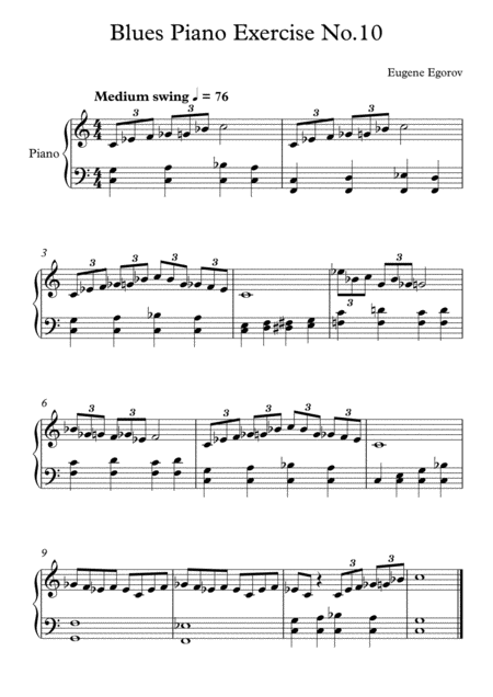 Blues Piano Exercise No 10 Sheet Music