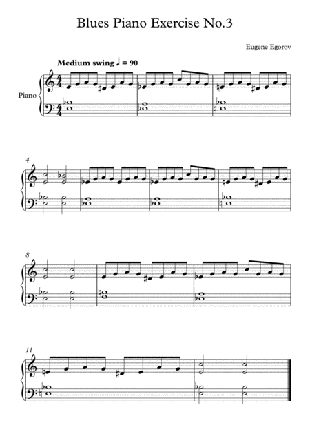 Blues Piano Exercise No 3 Sheet Music