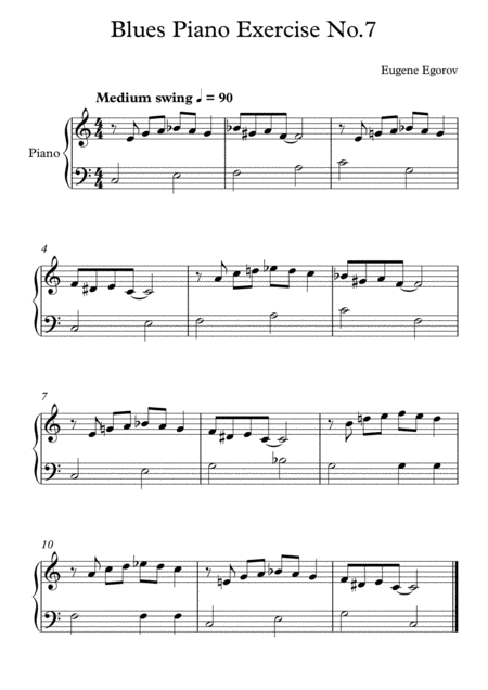 Free Sheet Music Blues Piano Exercise No 7