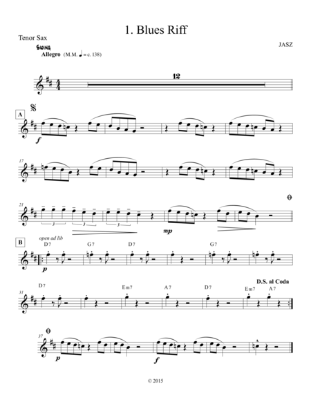 Blues Riff Tenor Sheet Music