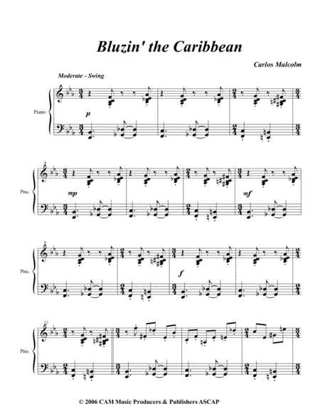 Bluzin The Caribbean Sheet Music