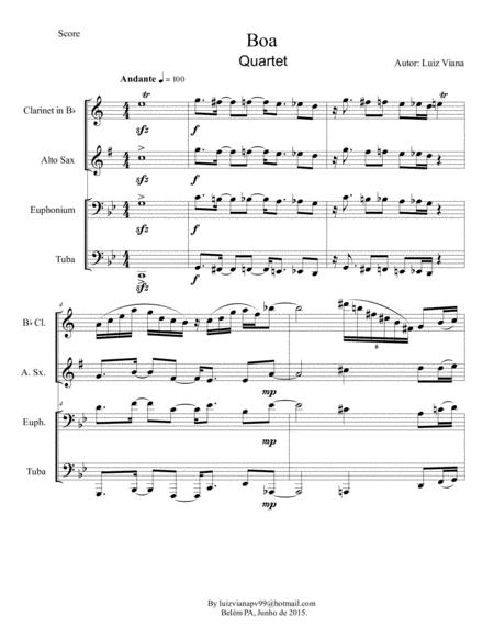 Free Sheet Music Boa Quartet Of Clarinet Alto Sax Euphonium Tuba