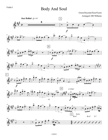 Body And Soul Violin 1 Sheet Music