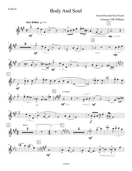 Free Sheet Music Body And Soul Violin 2