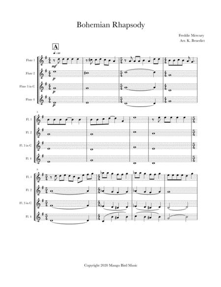 Bohemian Rhapsody For 4 Flutes Sheet Music